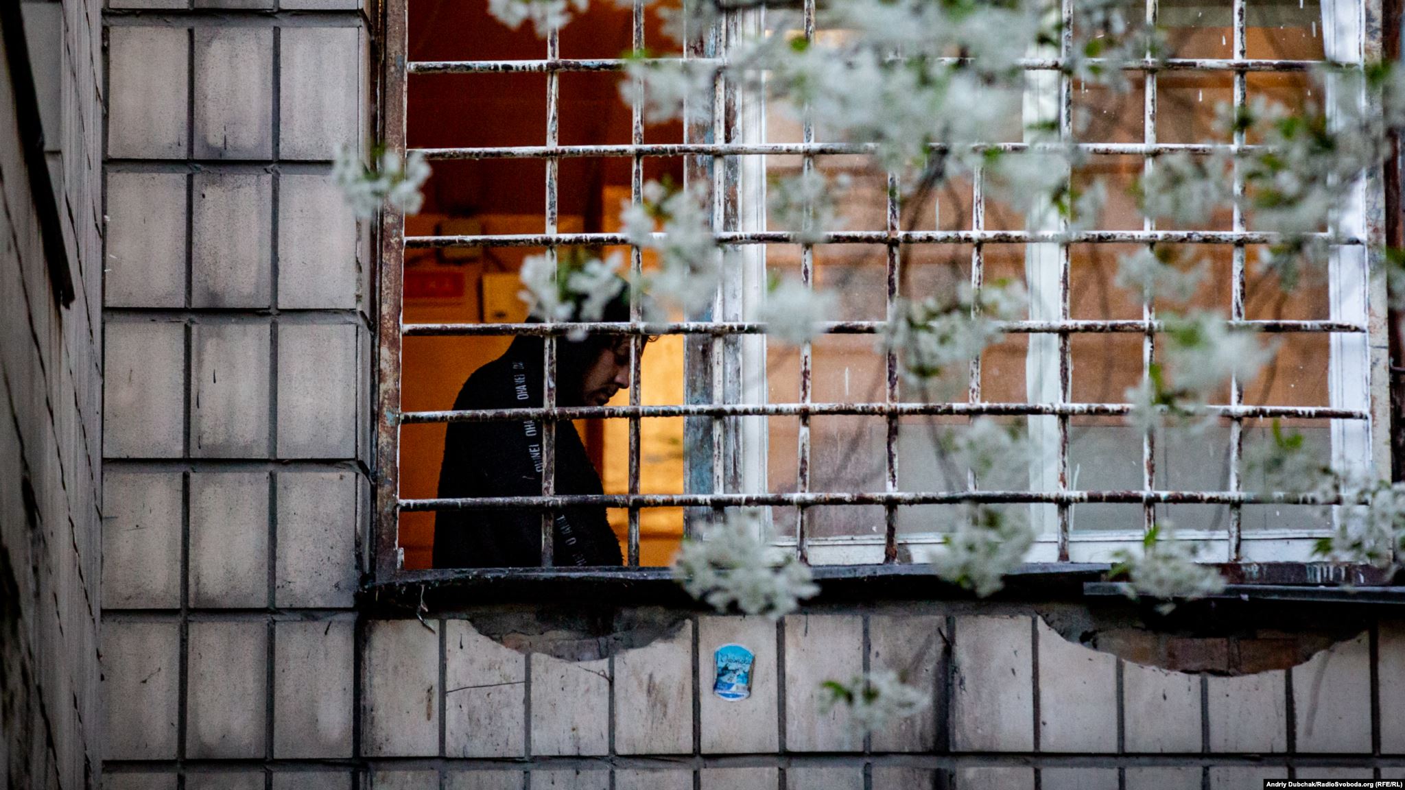 Пацієнт «важкого» відділення у загратованому вікні Київської міської психіатричної лікарні № 1 імені Павлова Photo: Andriy Dubchak
